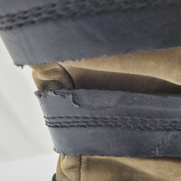 Unique Distressed Olive Green Leather Combat/Moto Boots | Multi-Strap Buckle 8.5 - Picture 10 of 11